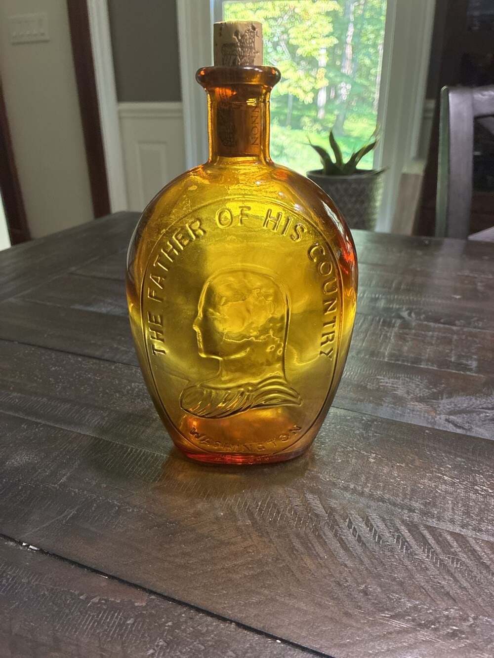 Wheaton N.J. George Washington The Father Of His Country Amber Glass Bottle